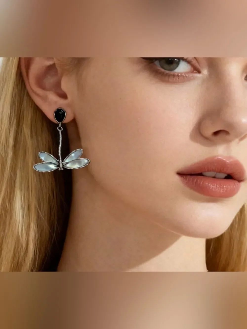 Silver Dragonfly Dangle Earrings A1723
